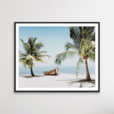 Tropical Shore - Island Palm Tree Beach Photographic Print - I Heart Wall Art