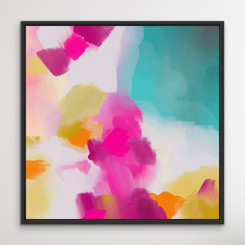 Tropical Shores - Abstract Pink and Turquoise Ocean Canvas Artwork Wall Art Print - I Heart Wall Art