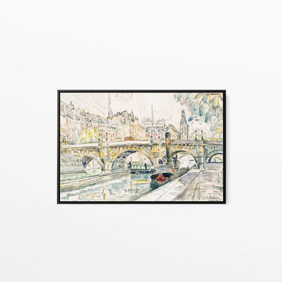 Tugboat at the Pont Neuf, Paris by Paul Signac- Stretched Canvas Print or Framed Fine Art Print I Heart Wall Art Australia 
