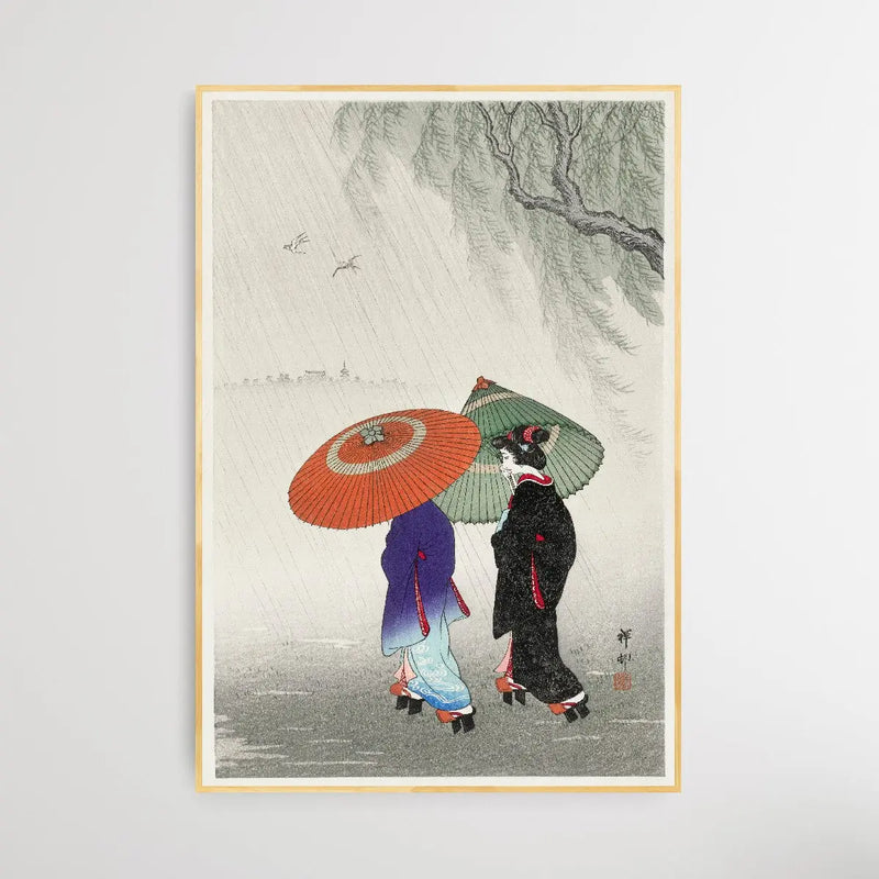 Two Women in the Rain by Ohara Koson - I Heart Wall Art