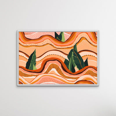 Underground - Boho Layered Pink and Green Canvas or Art Print - I Heart Wall Art