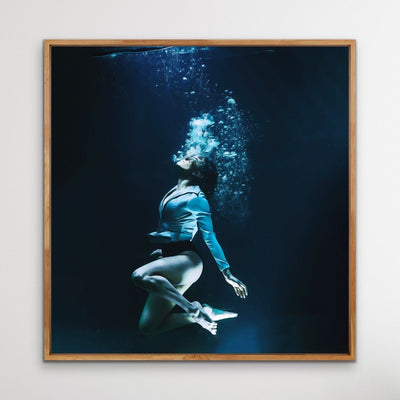 Underwater Love - Blue Original Artwork on Canvas in Frame - I Heart Wall Art