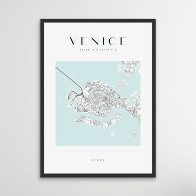 Venice City Map - Heart, Square Or Round City Map I Heart Wall Art 