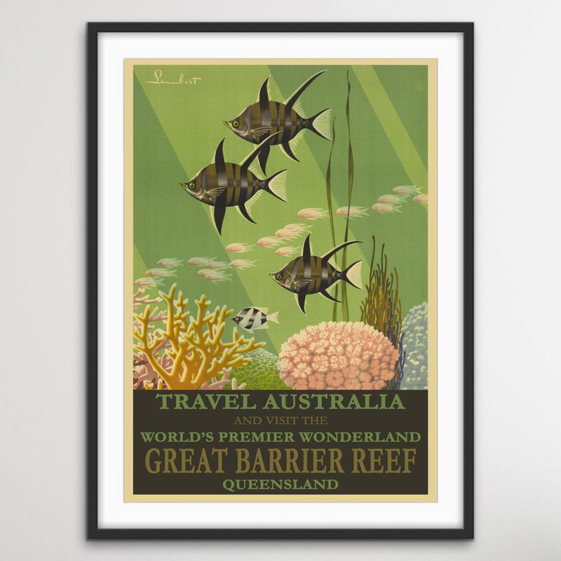 Vintage Great Barrier Reef Travel Poster - I Heart Wall Art