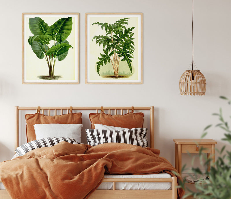 Vintage Palms - Two Piece Vintage Boho Palm Illustration Print Set Diptych - I Heart Wall Art