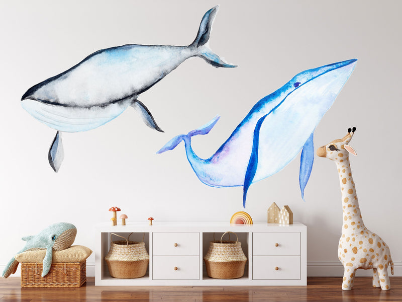 Whale Song - Four Piece Whale Watercolour Decal Set I Heart Wall Art Australia 