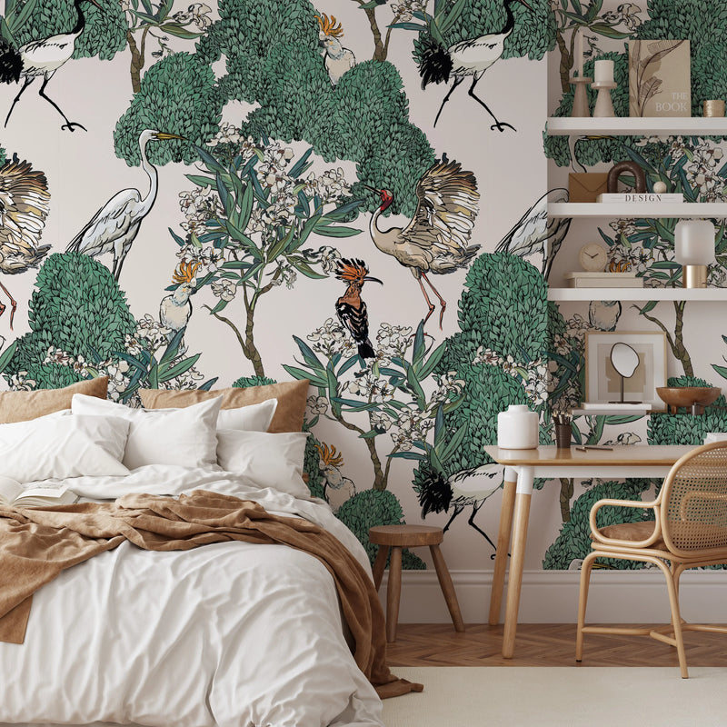 White Oleander Wallpaper - Floral Wallpaper In Traditional Style - Peel and Stick Wallpaper I Heart Wall Art Australia 