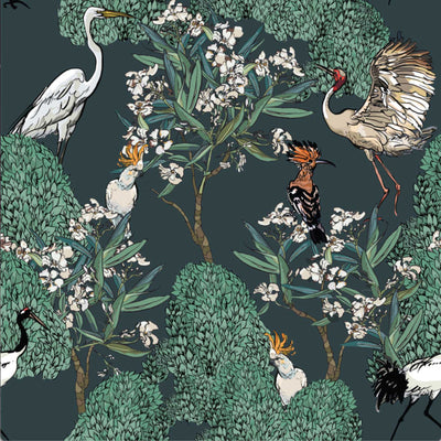 White Oleander on Green Wallpaper - Floral Wallpaper In Traditional Style - Peel and Stick Wallpaper I Heart Wall Art Australia 