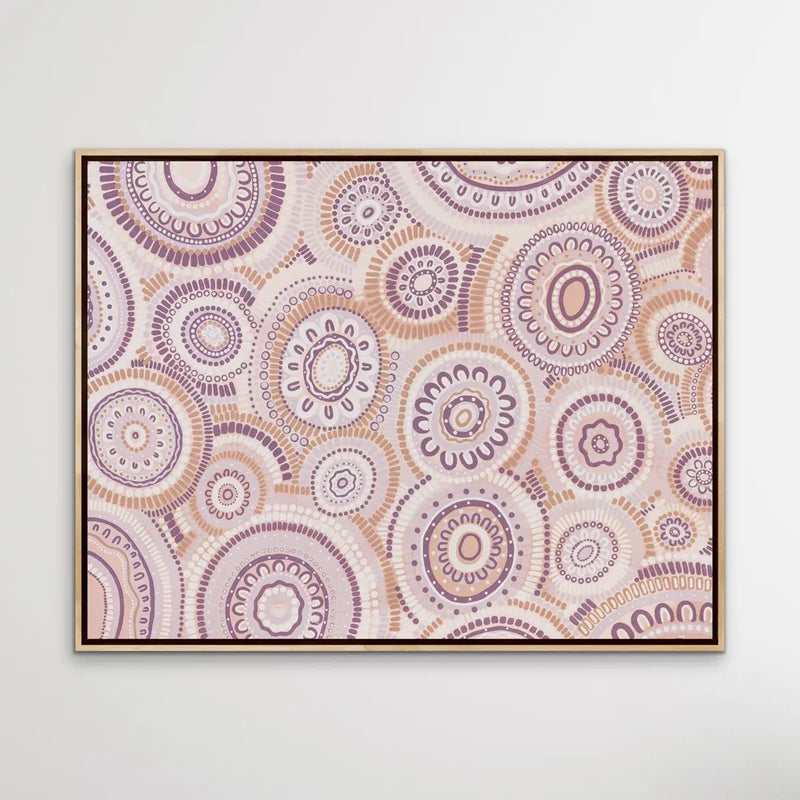 Wildflowers Blooming Gathering - Soft Purple-  Aboriginal Art Print By Leah Cummins I Heart Wall Art Australia 