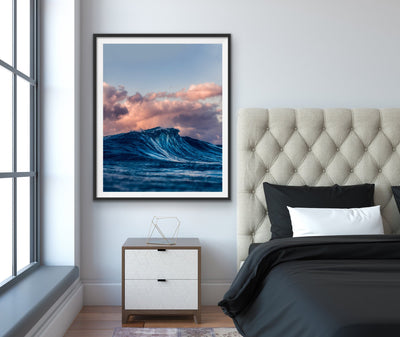 Winter Wave - Blue and Pink Rolling Wave Photographic Art Print Canvas Art - I Heart Wall Art