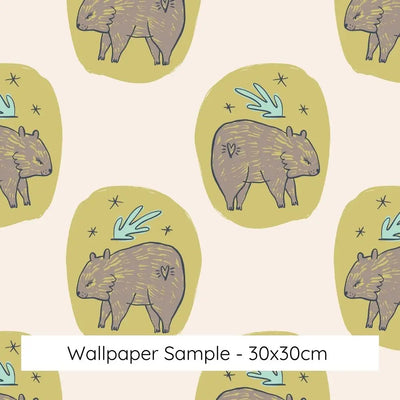 Wombat Wallpaper - Colourful Kids Wombat Australian Animal Peel and Stick Wallpaper I Heart Wall Art Australia 