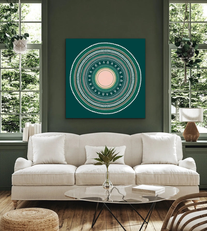 Yarning Circle - Green Artwork By Sherri Cummins I Heart Wall Art Australia 