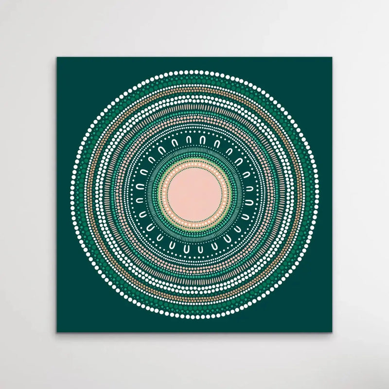 Yarning Circle - Green Artwork By Sherri Cummins I Heart Wall Art Australia 