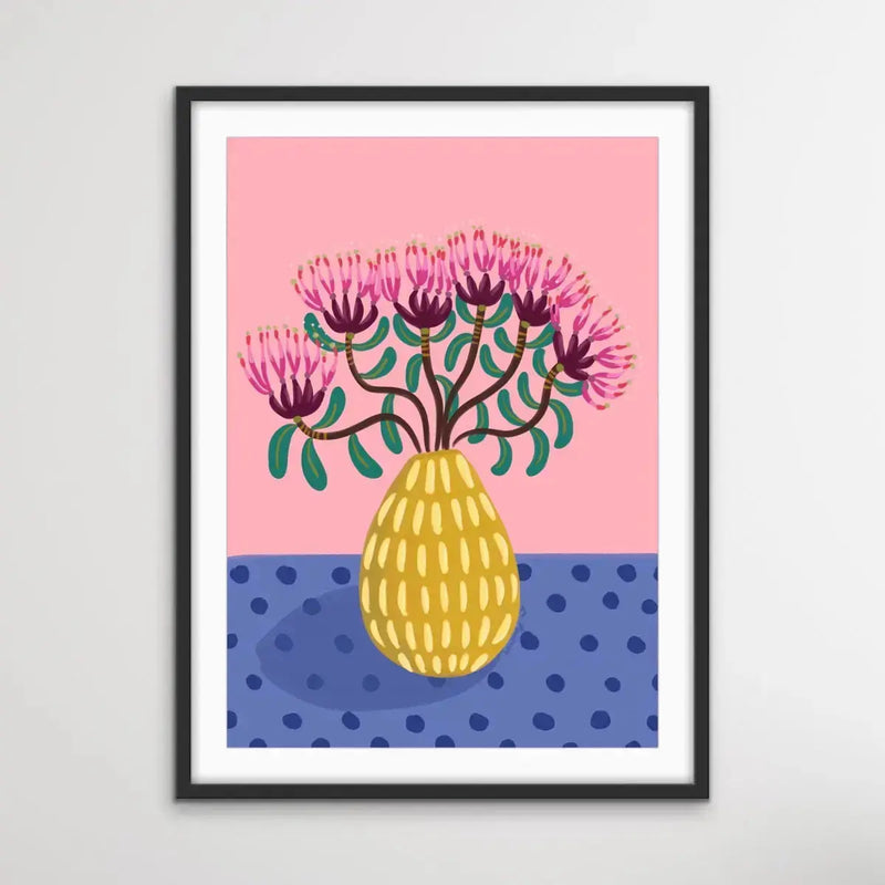 Yellow Mustard Vase By Emma Whitelaw - Australian Flora Canvas or Art Print I Heart Wall Art Australia 