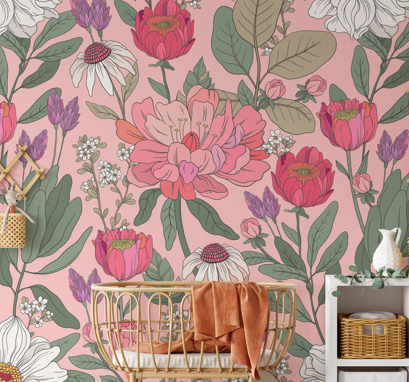 You Do You  - Floral Vintage Peel and Stick Removable Wallpaper I Heart Wall Art Australia