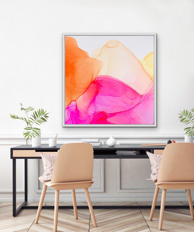 Zest - Inkwell in Pink and Orange - Abstract Alcohol Ink Painting Wall Art Print - I Heart Wall Art
