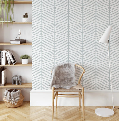 Zig Zag Wallpaper In Blue - Peel and Stick and Soak and Stick Wallpaper I Heart Wall Art Australia 
