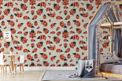 Ladybug Dance - Peel and Stick Removable Wallpaper I Heart Wall Art Australia 