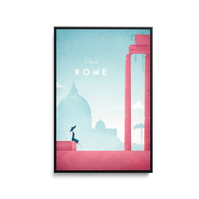 Rome by Henry Rivers - Stretched Canvas Print or Framed Fine Art Print - Artwork- Vintage Inspired Travel Poster I Heart Wall Art Australia 