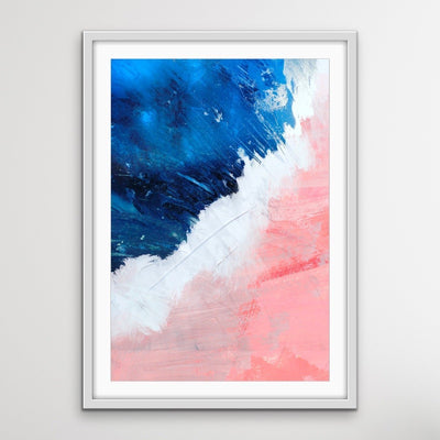 An Awesome Wave -Abstract Blue Pink Art Print Stretched Canvas Wall Art - I Heart Wall Art - Poster Print, Canvas Print or Framed Art Print