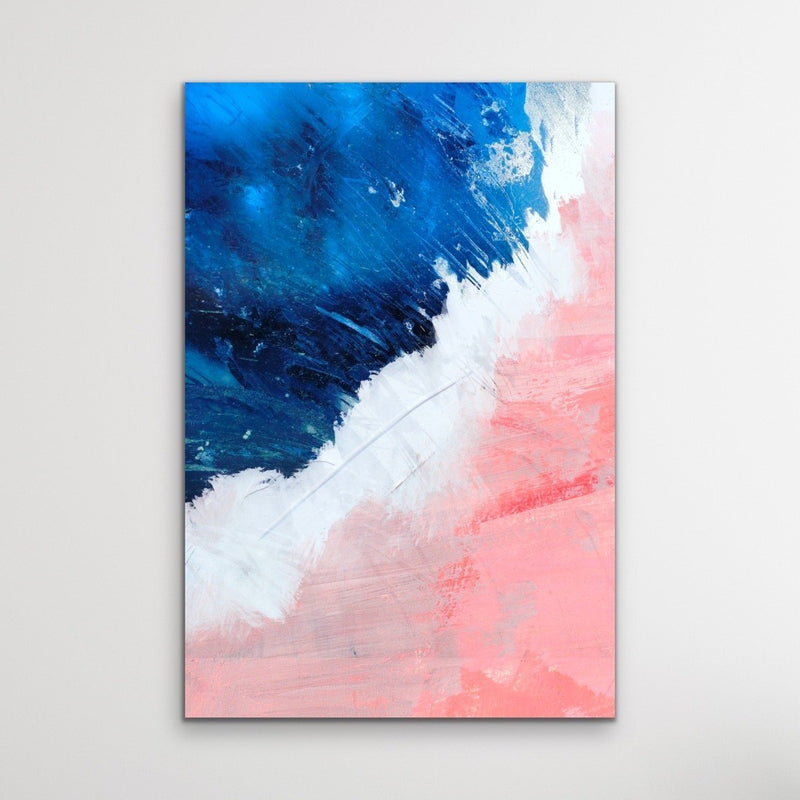 An Awesome Wave -Abstract Blue Pink Art Print Stretched Canvas Wall Art - I Heart Wall Art - Poster Print, Canvas Print or Framed Art Print