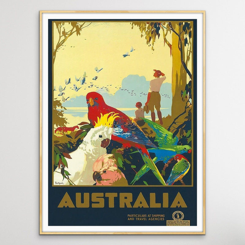 Australian Birds - Vintage Travel Poster - I Heart Wall Art - Poster Print, Canvas Print or Framed Art Print