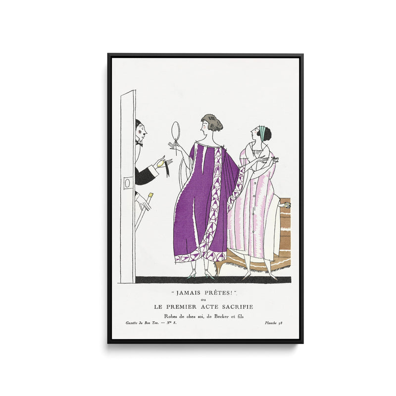 Never ready! or The first act sacrifices, home dresses, by Becker and son (1920) by Charles Martin - Stretched Canvas Print or Framed Fine Art Print - Artwork I Heart Wall Art Australia 