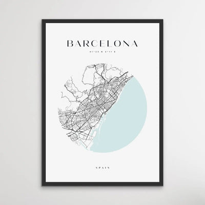 Barcelona City Map - Heart, Square Or Round City Map - I Heart Wall Art - Poster Print, Canvas Print or Framed Art Print