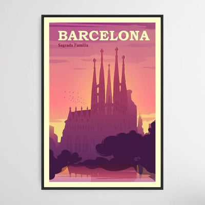 Barcelona - Vintage Style Travel Print - I Heart Wall Art - Poster Print, Canvas Print or Framed Art Print