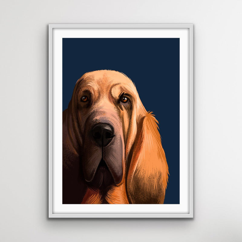 Blood Hound Dog Art Print Stretched Canvas Wall Art - I Heart Wall Art - Poster Print, Canvas Print or Framed Art Print