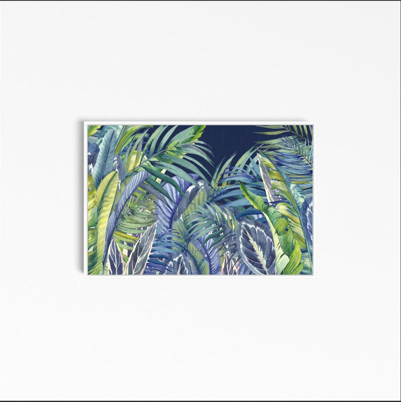 Blue Jungle - Blue and Green Watercolour Jungle Canvas and Art Print - I Heart Wall Art - Poster Print, Canvas Print or Framed Art Print