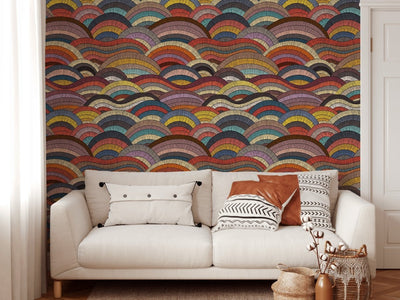 Bohemian Waves - Boho Stripey Colourful Wallpaper - I Heart Wall Art - Poster Print, Canvas Print or Framed Art Print