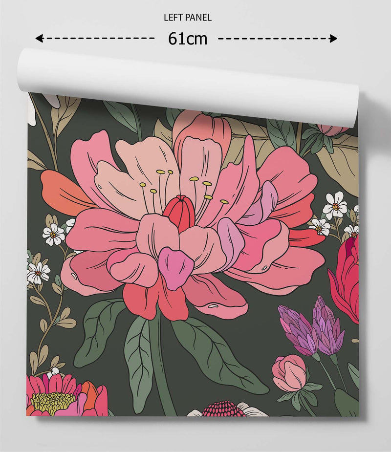 You Do You  - Green Floral Vintage Peel and Stick Removable Wallpaper I Heart Wall Art Australia 