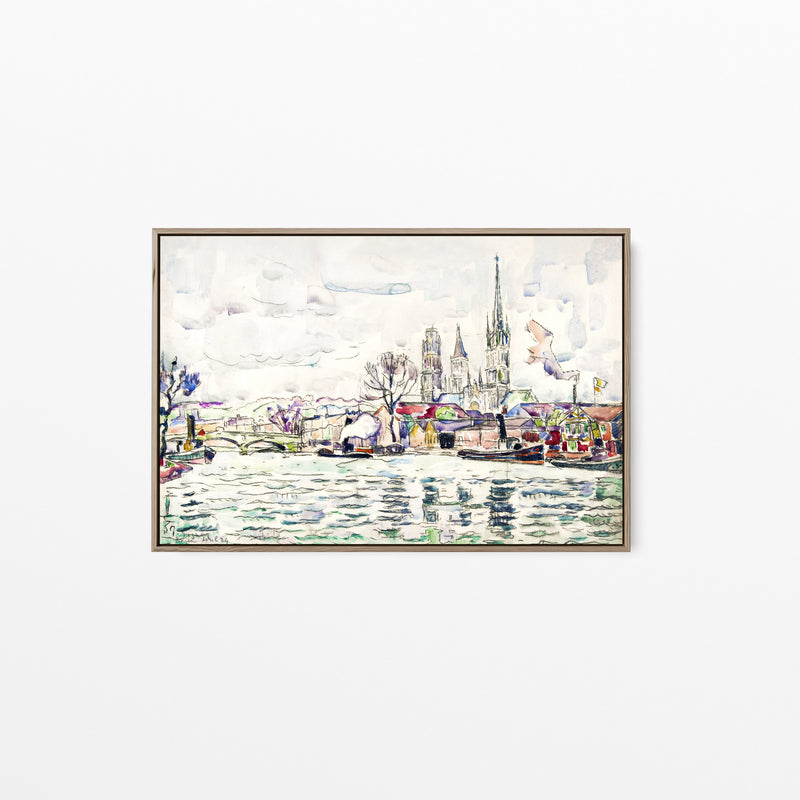 River scene Rouen by Paul Signac - Stretched Canvas Print or Framed Fine Art Print - Artwork I Heart Wall Art Australia 