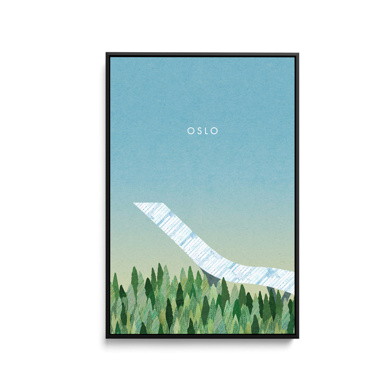 Oslo by Henry Rivers - Stretched Canvas Print or Framed Fine Art Print - Artwork- Vintage Inspired Travel Poster I Heart Wall Art Australia 