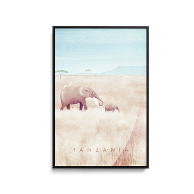 Tanzania by Henry Rivers - Stretched Canvas Print or Framed Fine Art Print - Artwork- Vintage Inspired Travel Poster I Heart Wall Art Australia 